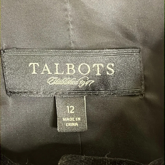 Talbots Velvet Black Ruffle Accent back Long Sleeve bubble buttons Blazer Jacket - Picture 9 of 17